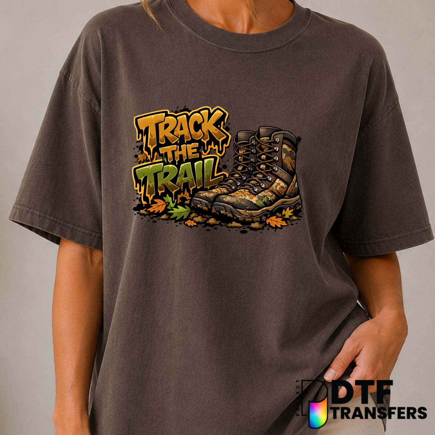 Track The Trail – Hiking DTF Transfer (view 1 of 2) – by Perfect DTF Transfers – Premade DTF Transfers – Hiking, Outdoor