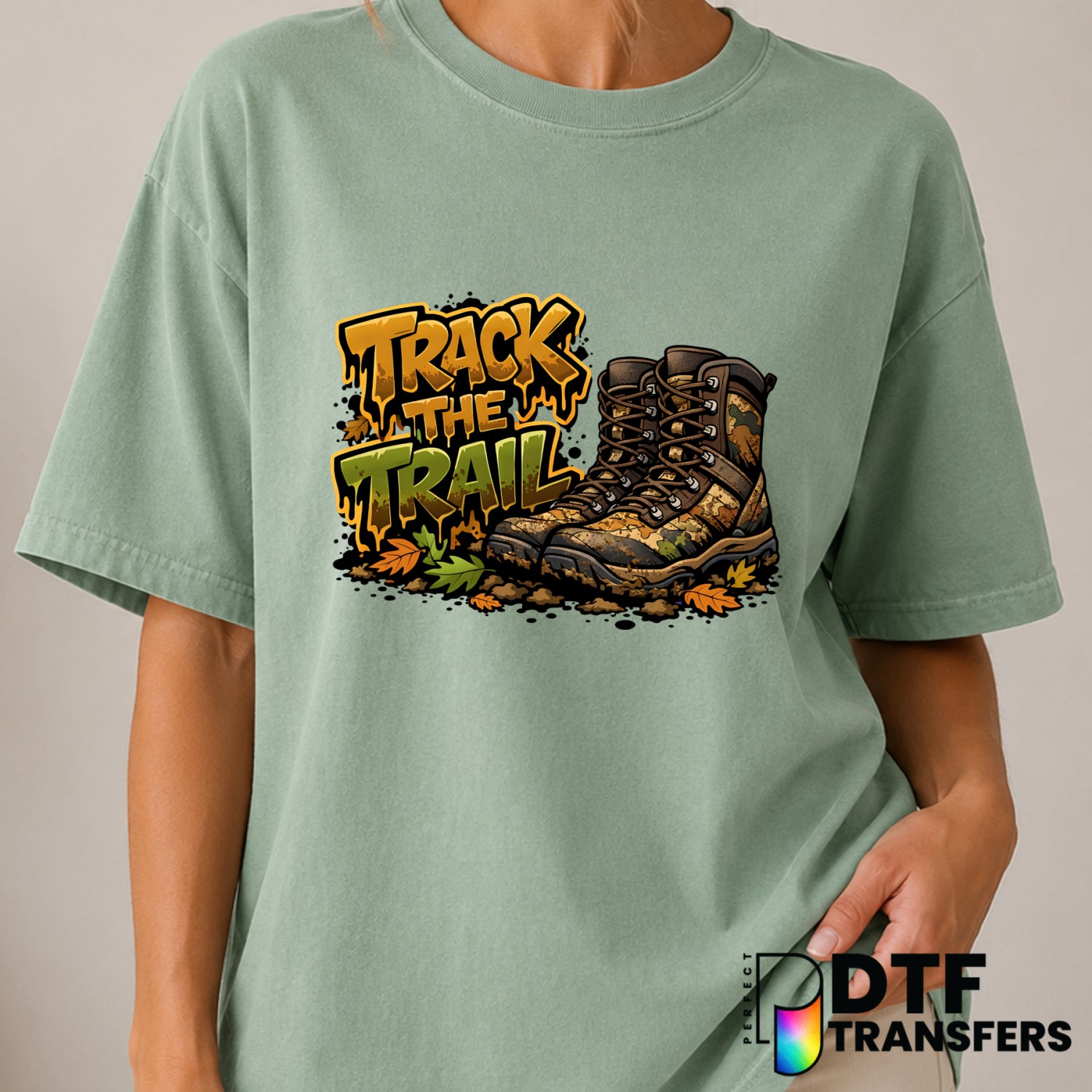 Track The Trail – Hiking DTF Transfer (view 2 of 2) – by Perfect DTF Transfers – Premade DTF Transfers – Hiking, Outdoor