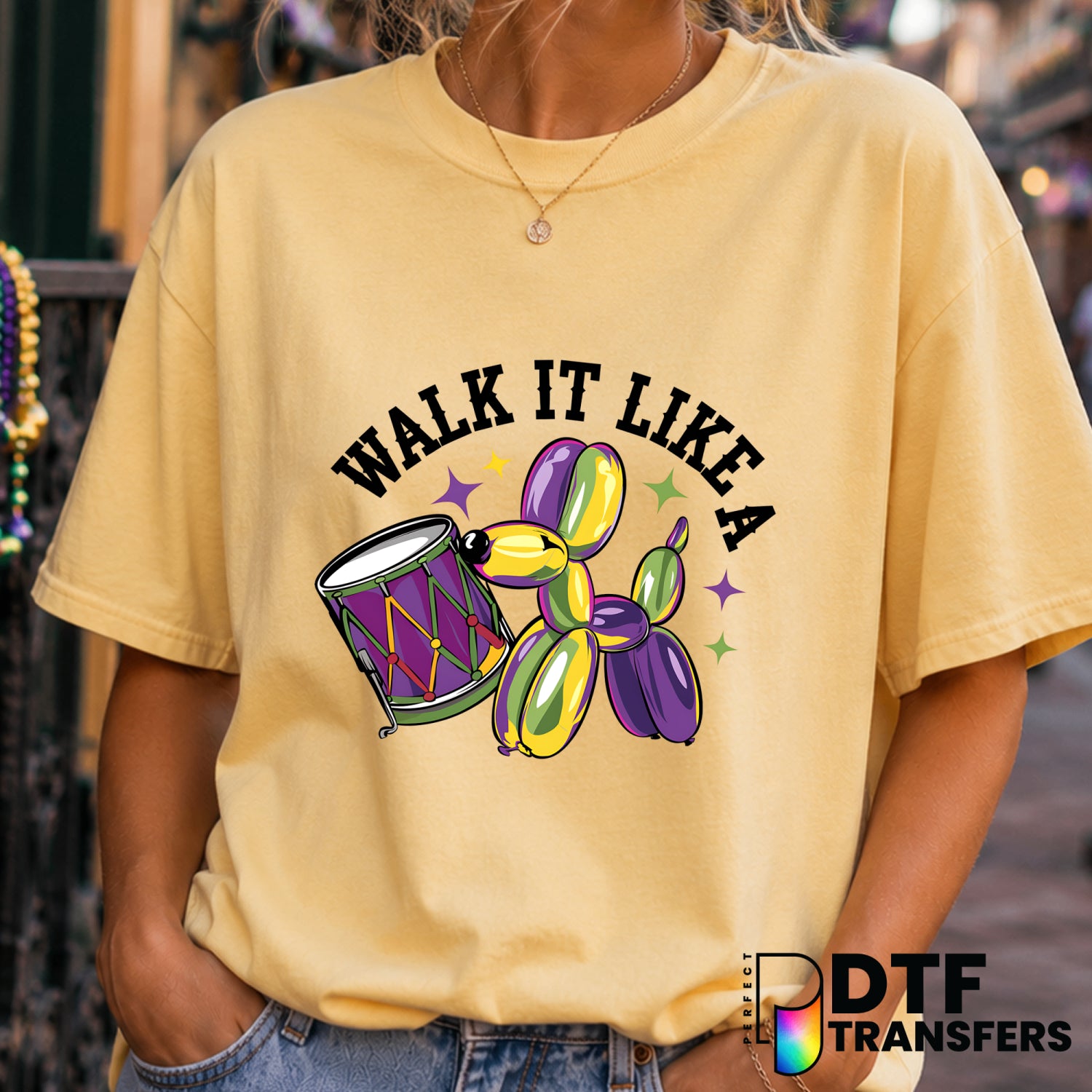 Walk It Like A Dog – Mardi Gras DTF Transfer (view 1 of 2) – by Perfect DTF Transfers – Premade DTF Transfers – Mardi Gras...