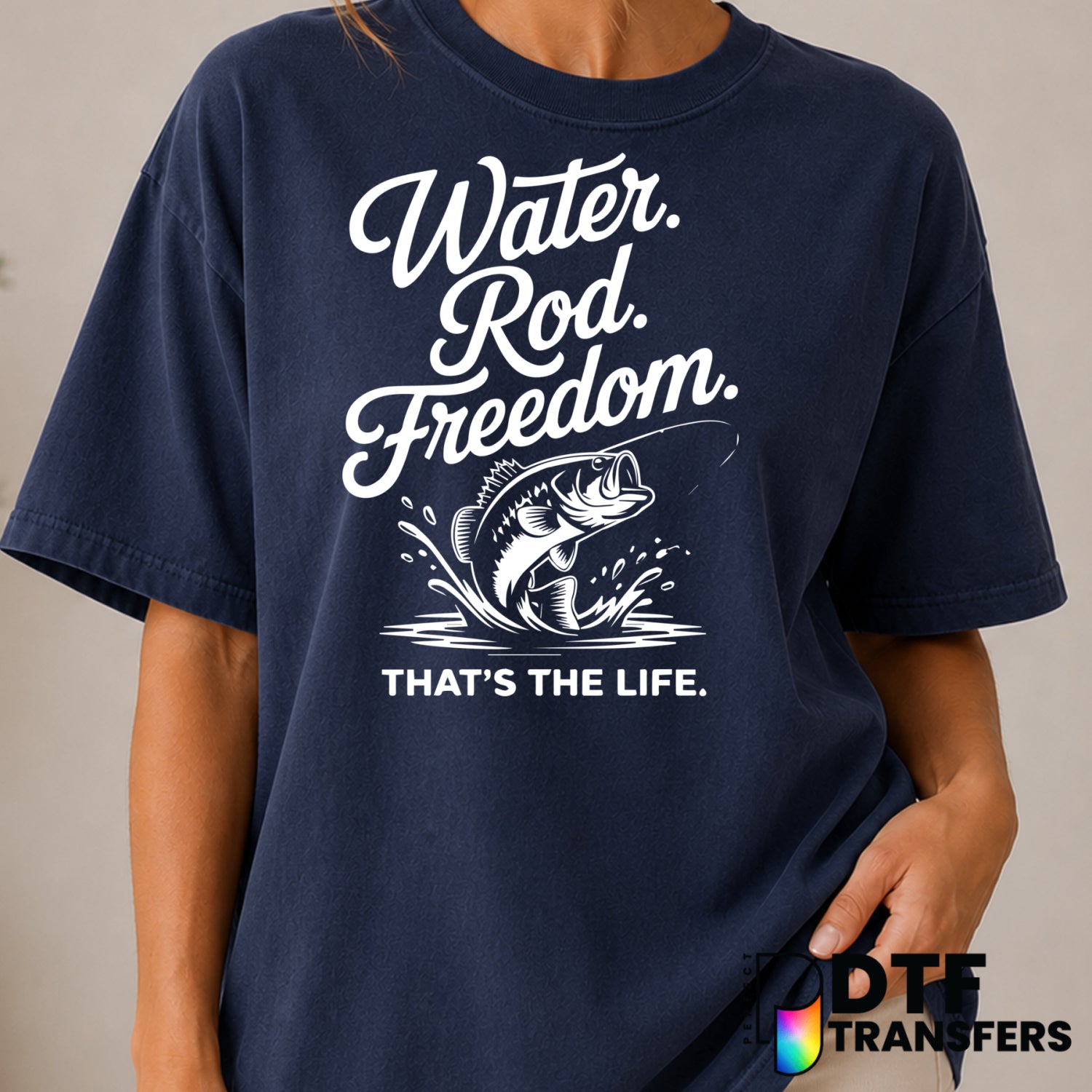 Water Rod Freedom That's The Life Bass Fishing Splash – Fishing DTF Transfer (view 1 of 2) – by Perfect DTF Transfers – Pr...