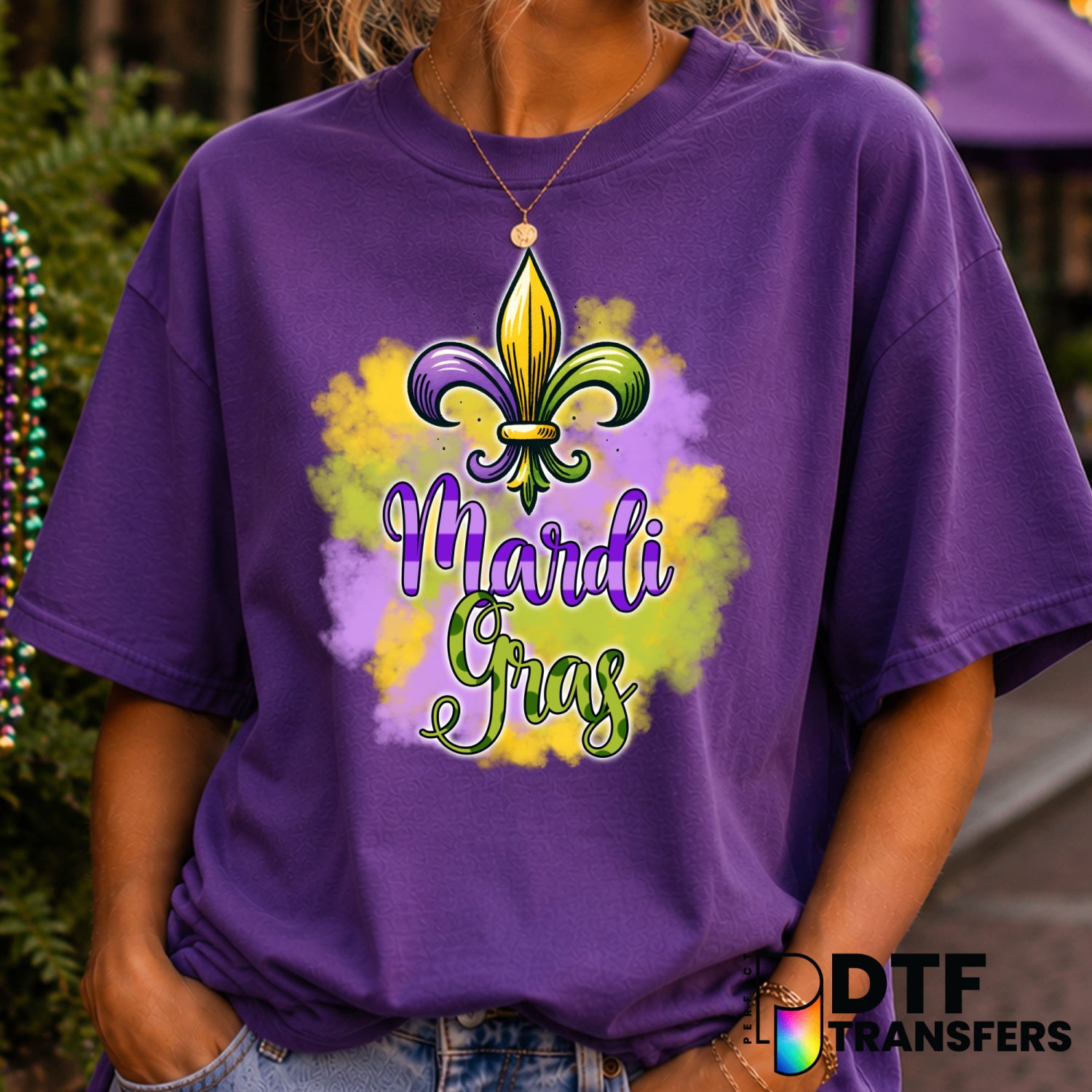 Watercolor Stacked Fleur De Lis – Mardi Gras DTF Transfer (view 1 of 2) – by Perfect DTF Transfers – Premade DTF Transfers...