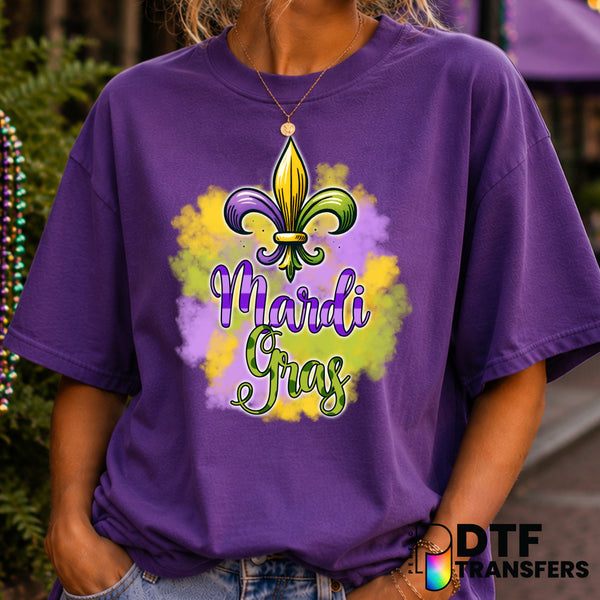 Watercolor Stacked Fleur De Lis – Mardi Gras DTF Transfer (view 1 of 2) – by Perfect DTF Transfers – Premade DTF Transfers...