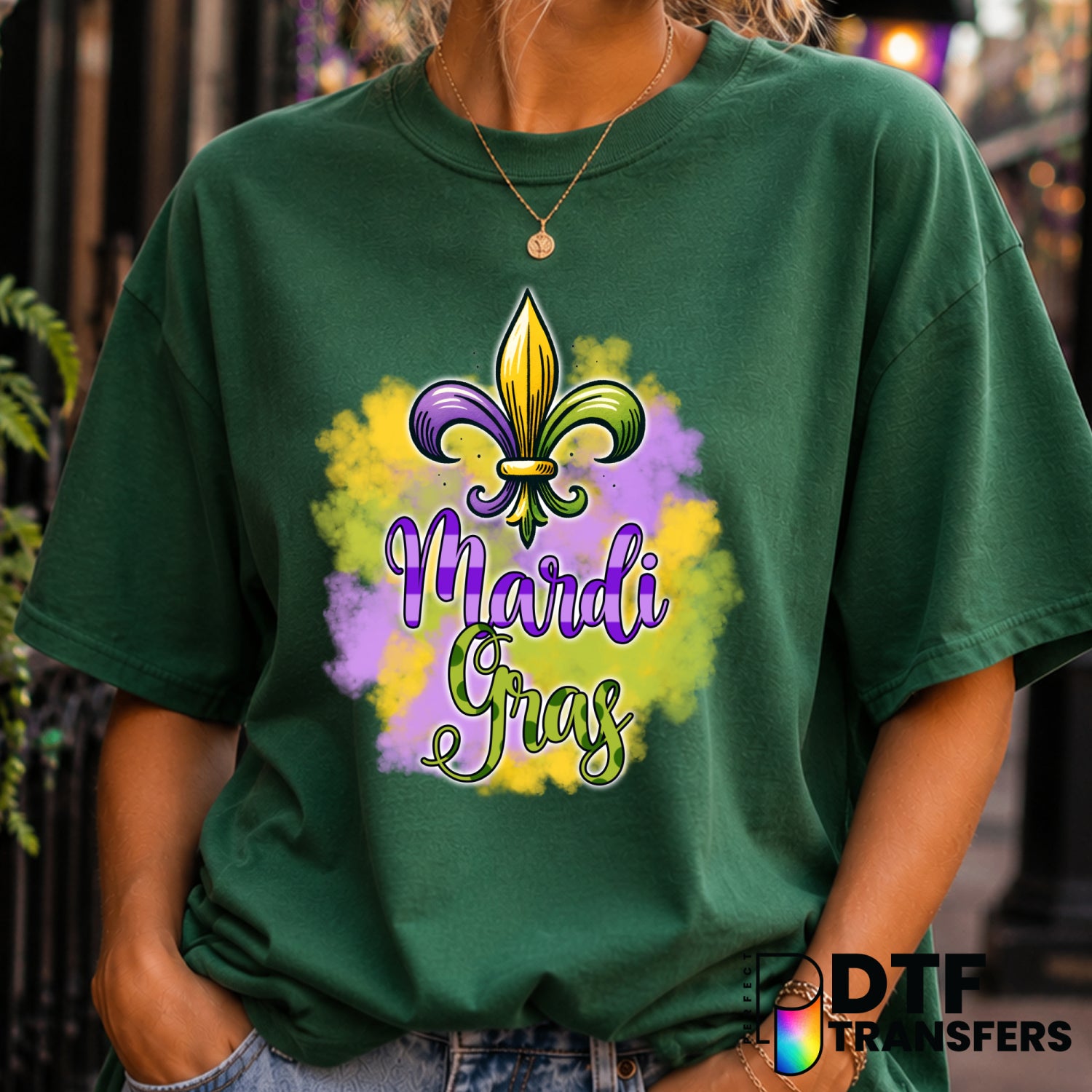 Watercolor Stacked Fleur De Lis – Mardi Gras DTF Transfer (view 2 of 2) – by Perfect DTF Transfers – Premade DTF Transfers...