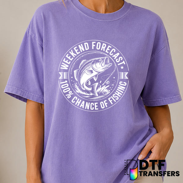 Weekend Forecast 100% Change of Fishing – Fishing DTF Transfer (view 2 of 2) – by Perfect DTF Transfers – Premade DTF Tran...