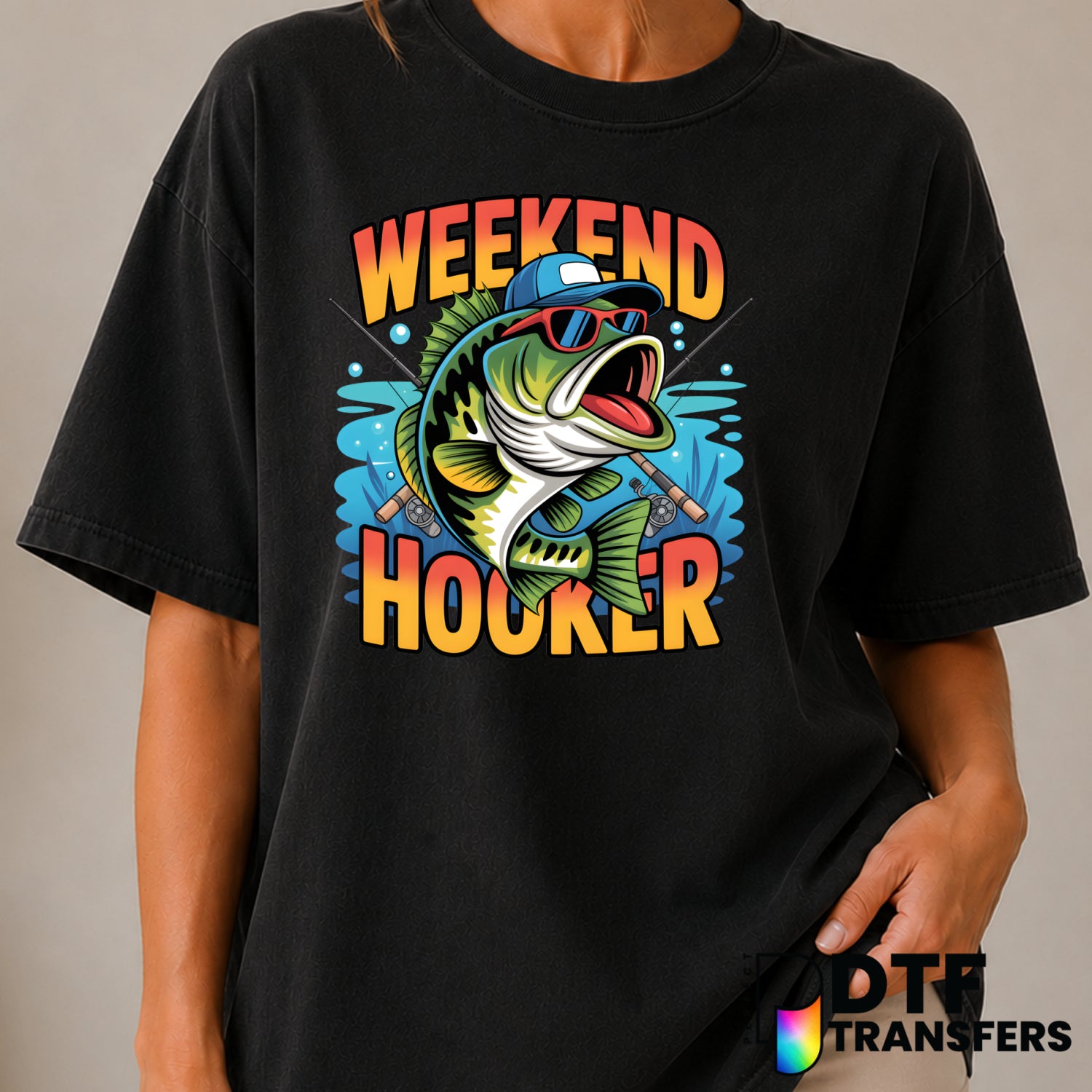 WEEKEND HOOKER BASS FISHING – DTF Transfer (view 2 of 2) – by Perfect DTF Transfers – Premade DTF Transfers – Fishing, Out...