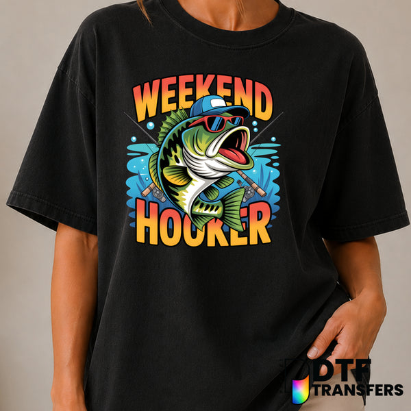 WEEKEND HOOKER BASS FISHING – DTF Transfer (view 2 of 2) – by Perfect DTF Transfers – Premade DTF Transfers – Fishing, Out...