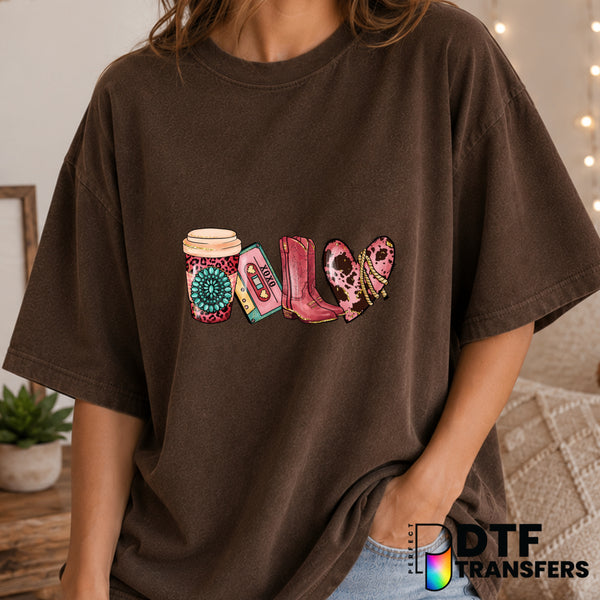 Western Coffee Lover Leopard Cowgirl Boots – Valentine's Day DTF Transfer (view 2 of 2) – by Perfect DTF Transfers – Prema...