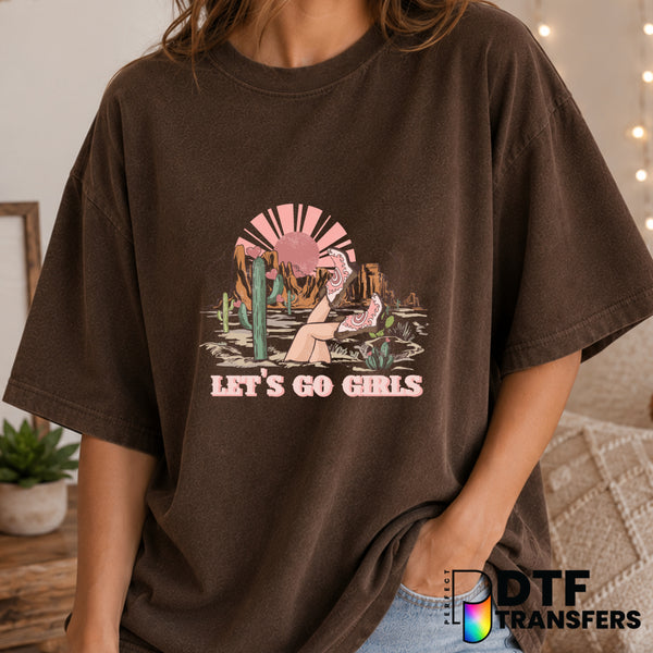 Western Cowgirl Let's Go Girls – Valentine's Day DTF Transfer (view 2 of 2) – by Perfect DTF Transfers – Premade DTF Trans...