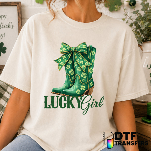 Western Lucky Girl – St. Patrick's Day DTF Transfer (view 2 of 2) – by Perfect DTF Transfers – Premade DTF Transfers – St....
