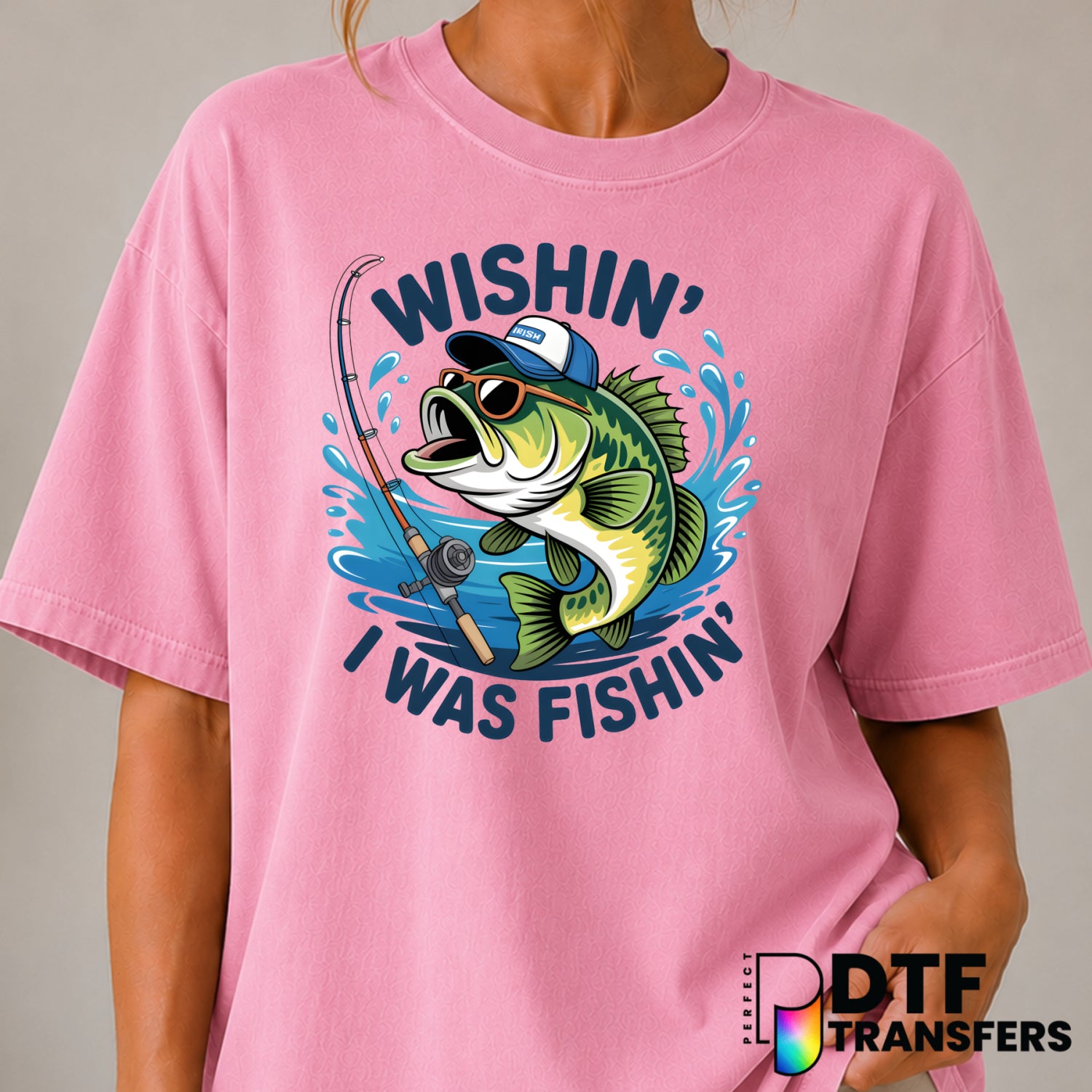 Wishin' I Was Fishin' Bass – Fishing DTF Transfer (view 2 of 2) – by Perfect DTF Transfers – Premade DTF Transfers – Fishi...