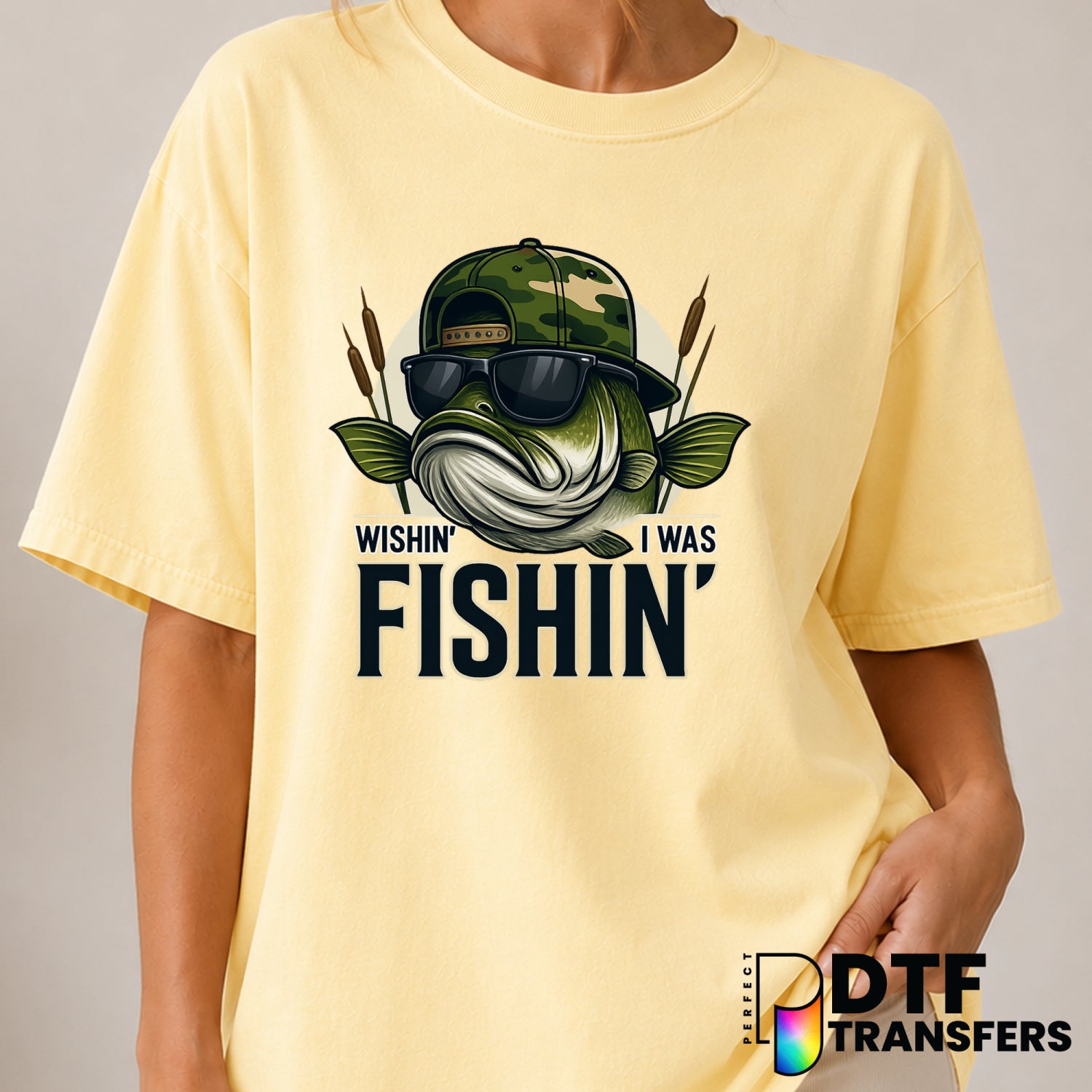 Wishin' I Was Fishin' – Fishing DTF Transfer (view 1 of 2) – by Perfect DTF Transfers – Premade DTF Transfers – Fishing, O...