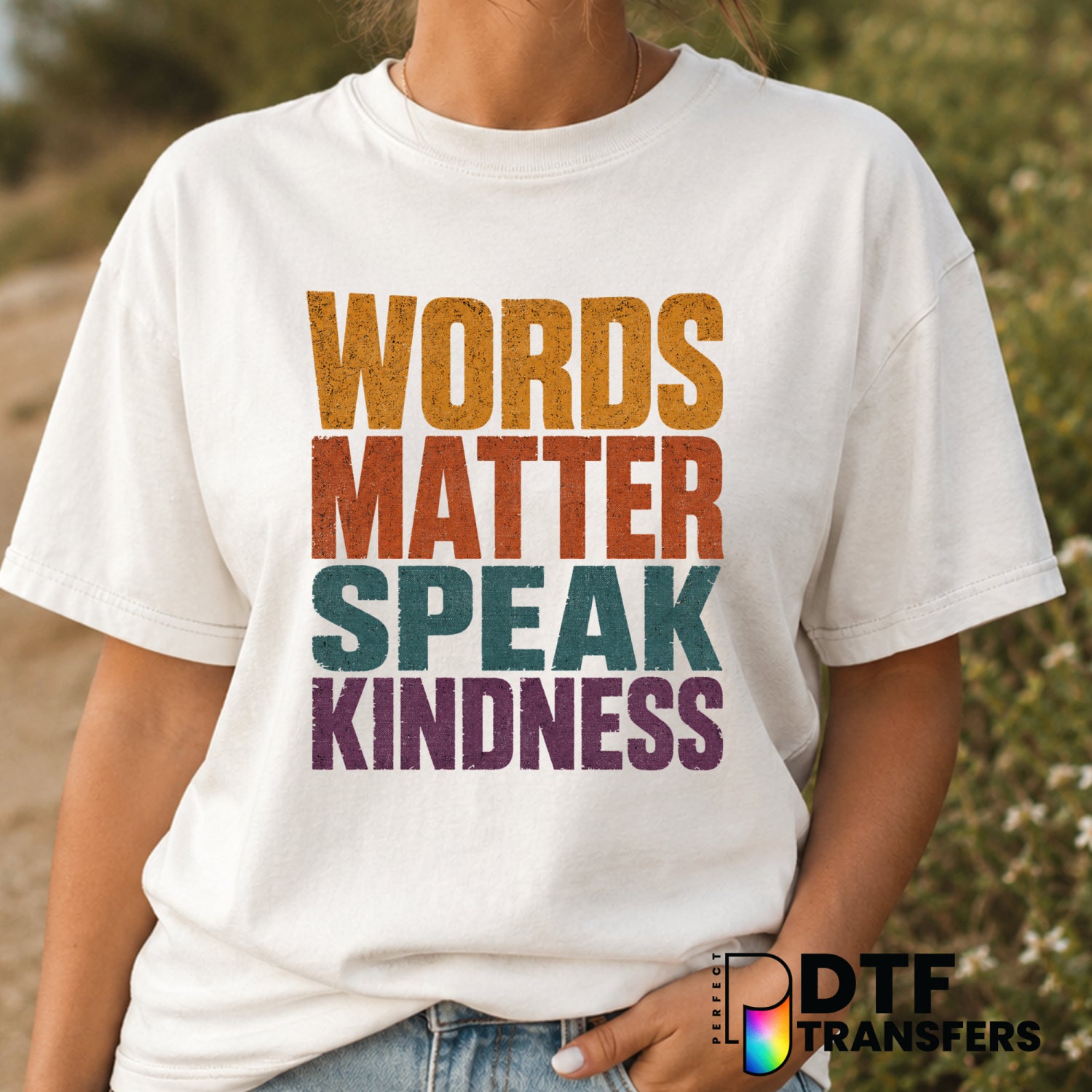 Words Matter Speak Kindness – Anti-Bullying DTF Transfer (view 1 of 2) – by Perfect DTF Transfers – Premade DTF Transfers...