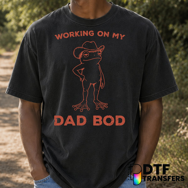 Working On My Dad Bod Funny Frog – Father's Day DTF Transfer (view 2 of 2) – by Perfect DTF Transfers – Premade DTF Transf...