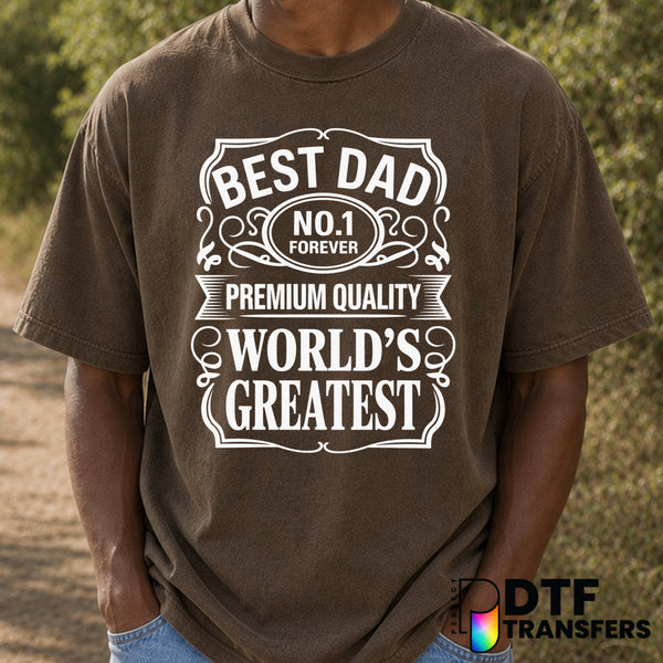 World's Greatest Dad Whiskey Label – Father's Day DTF Transfer (view 1 of 2) – by Perfect DTF Transfers – Premade DTF Tran...