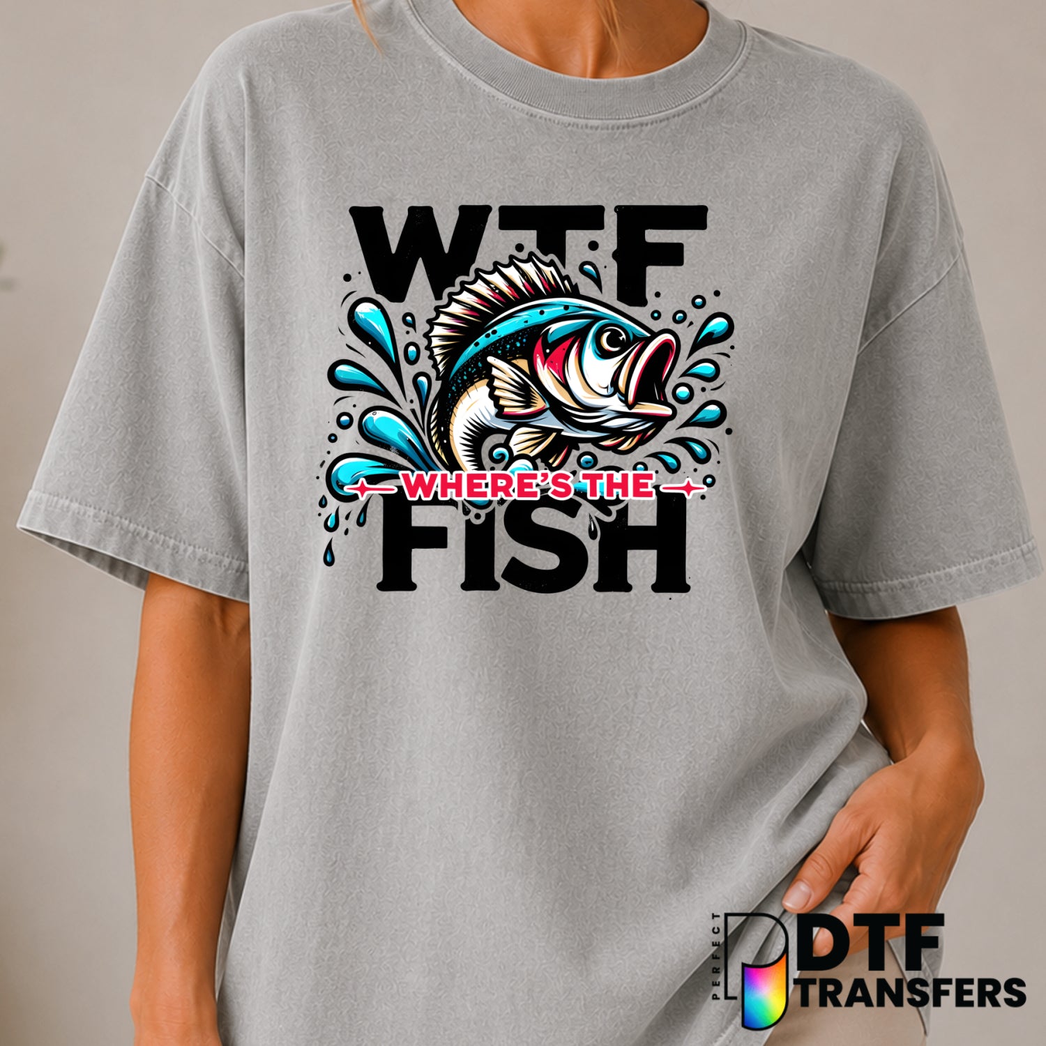 WTF Where's The Fish Funny – Fishing DTF Transfer (view 1 of 2) – by Perfect DTF Transfers – Premade DTF Transfers – Fishi...